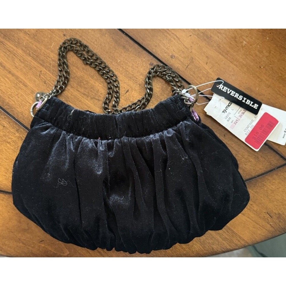 VTG Necessary Objects Reversible Club Bag Sabrina Black/Red NOS Velvety Feel